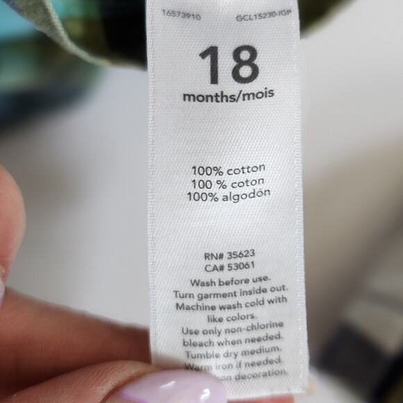 Two Carter's Collared Plaid Poplin Cotton Rompers Size 18 Months - Picture 5 of 5